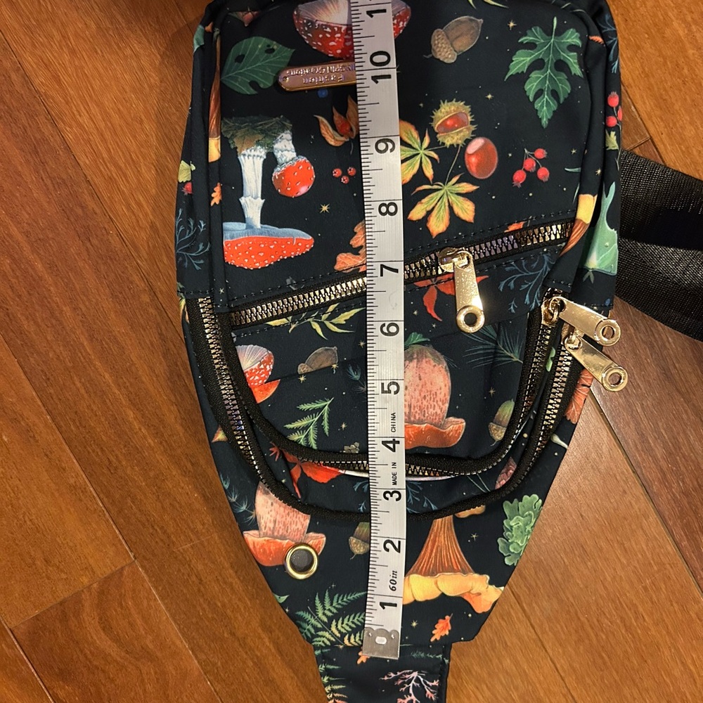 Floral and Mushroom Patterned Black Sling Bag - Picture 7 of 7
